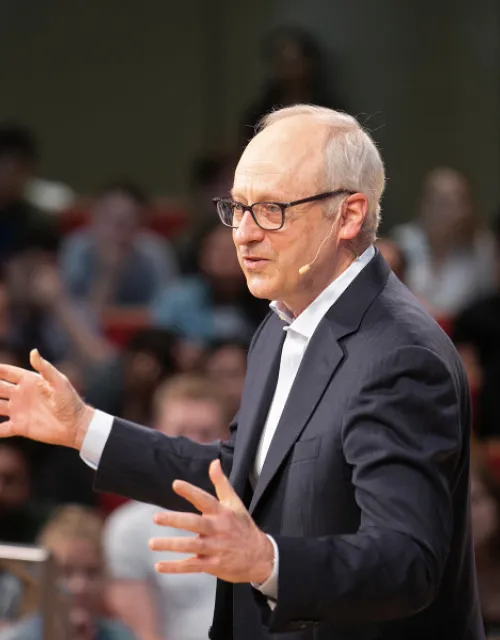 Michael Sandel led a virtual discussion on ethics.