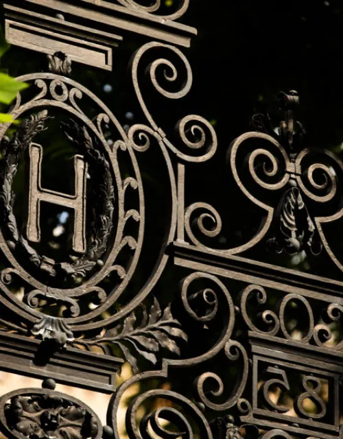 A photo of a Harvard gate.