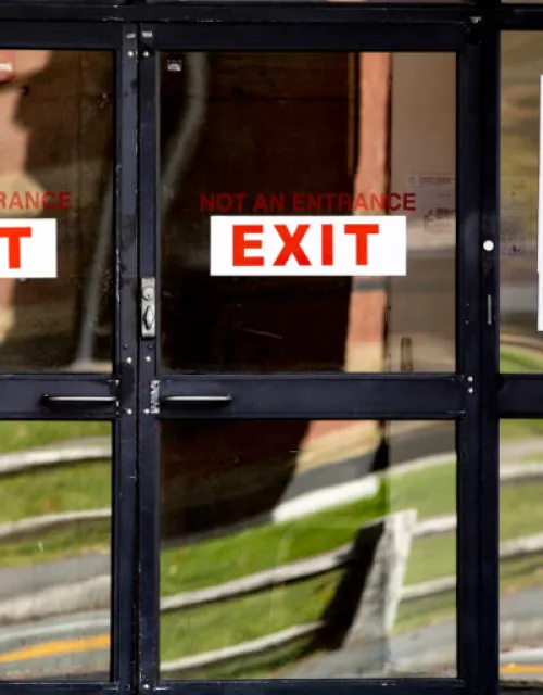 At the polls, there are signs pointing in the direction of where individuals should go to cast their ballots.