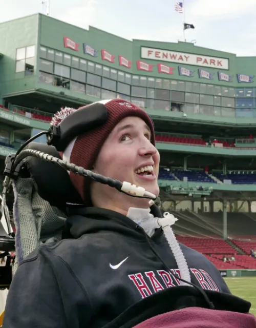 Ben Abercrombie '21 at a 2018 Harvard-Yale football game.