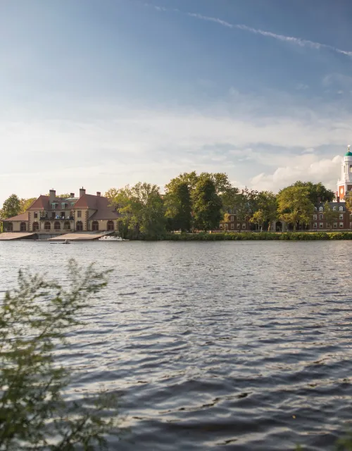 Charles River with Harvard campus in distance