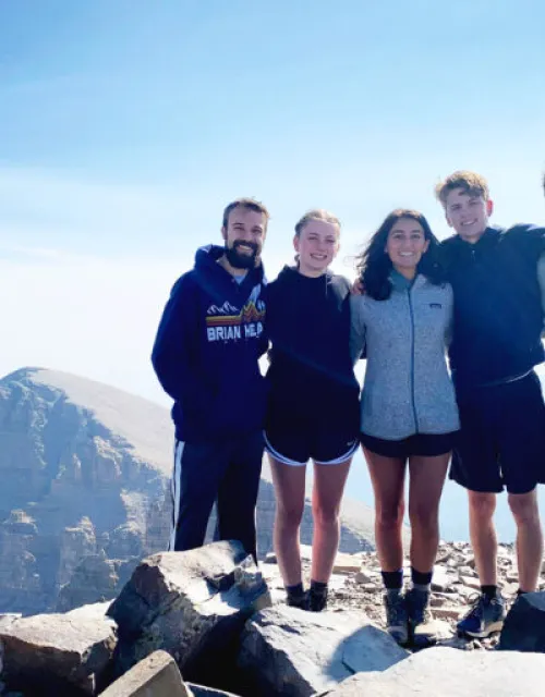 The Andromeda Galaxy (pictured) is one of the many perks to living in Brian Head, Utah. “We tried to avoid bigger cities, COVID hotspots ...,” said Jaxson Hill (left), with housemates Serena Wurmser, Ana Humphrey, Chris Dolce, and Loren Brown.