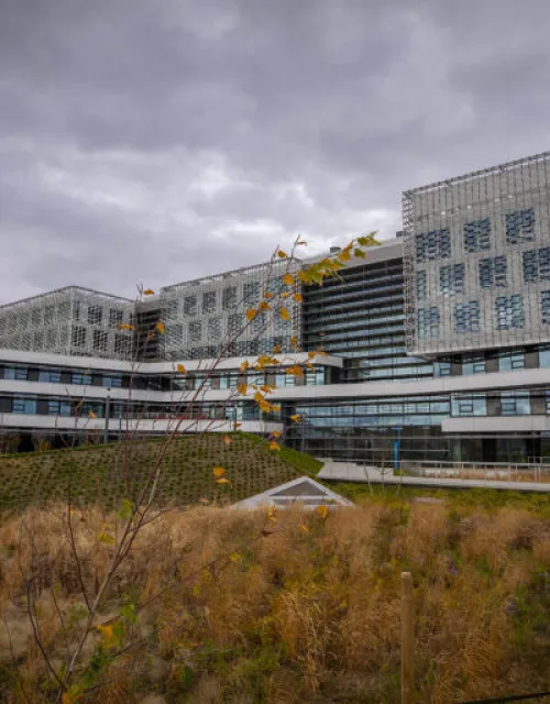 A photo of the new Science and Engineering Complex in Allston.