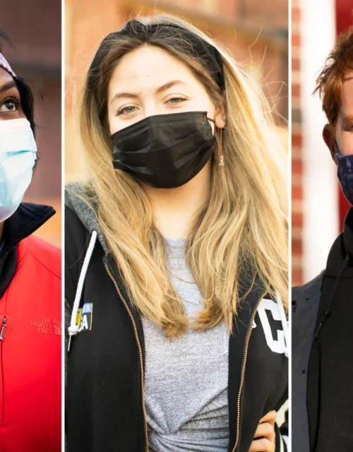 Returning seniors Swathi Srinivasan, Sydney McDonald, and Matt Thomas.