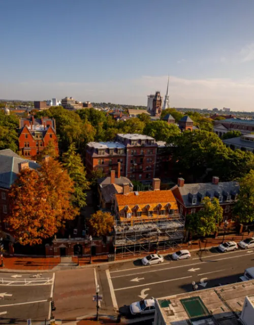 A bird's-eye view of Harvard Yard.