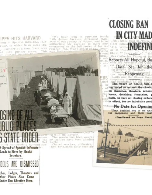 Photo illustration of 1918 pandemic and social distancing by Judy Blomquist