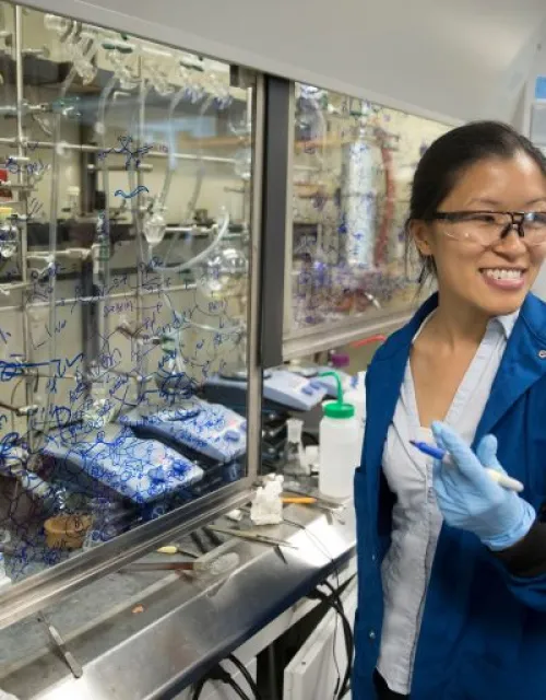 Christina Woo works in her Lab in the Conant Building.