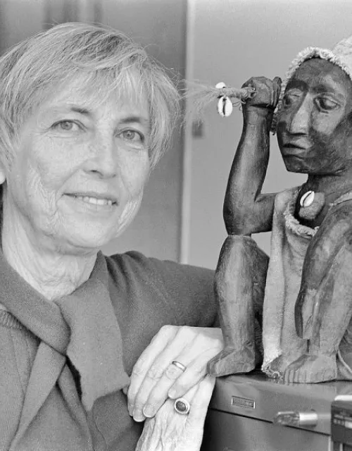 A portrait of Sally Falk Moore.