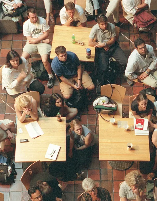 Hundreds of stunned students, faculty, and staff gathered at the Harvard Kennedy School as the horrors of 9/11 unfolded.