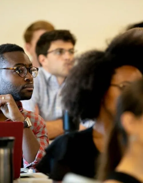 Student in an economics class at Harvard.
