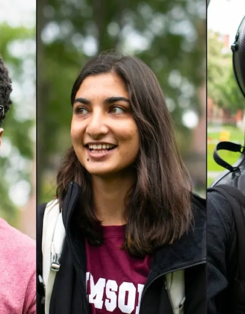 Three students from the College being interviewed