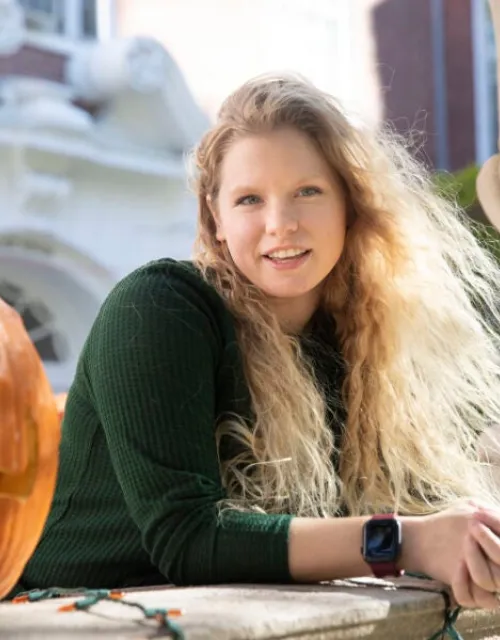 As a coordinator for the Undergraduate Admissions Council, Marine Corps veteran Ashley Emann ’23 guides other veterans through the application process. “There is a place for us here,” she said.