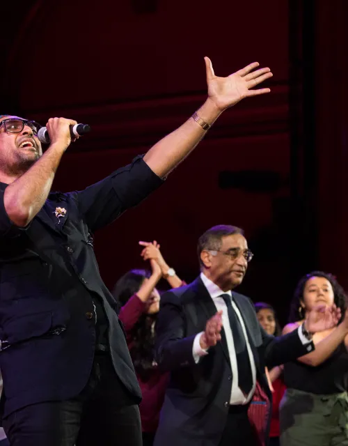 performers singing during arts first