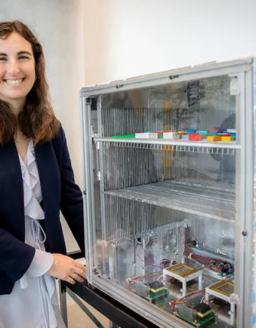 Katie Barkin, S.B. '22, built an ultraviolet sanitation device for small objects such as children's toys for her senior capstone project.