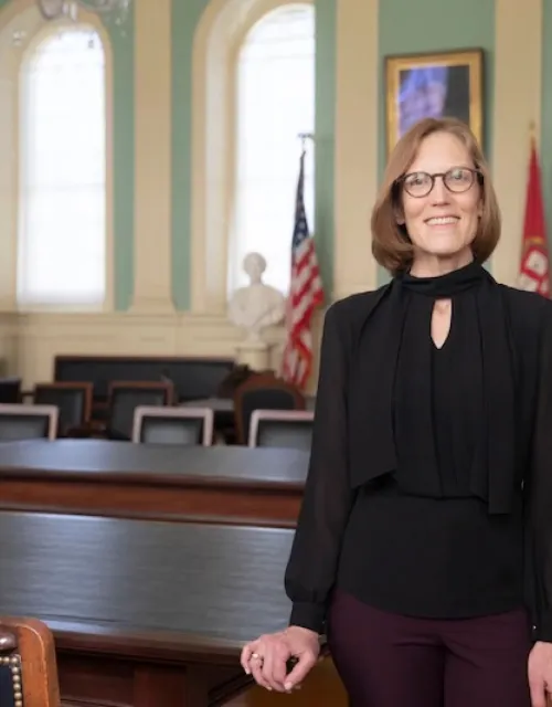 “We aim to inclusively engage the entire alumni community across disciplines, decades, Schools, and geographies. It’s a collaborative endeavor …,” says Allyson Mendenhall ’90, M.L.A. ’99, the incoming HAA president.