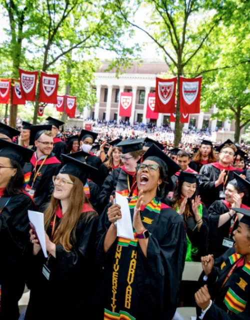 graduating seniors in Harvard Yard