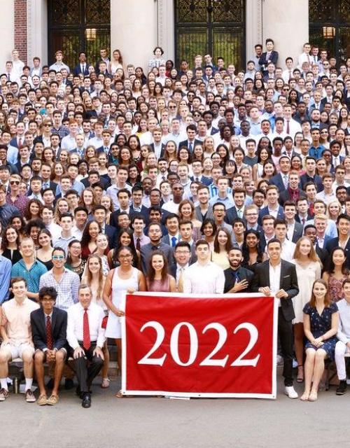 Convocation Class of 2022 - students gathered on Widener steps