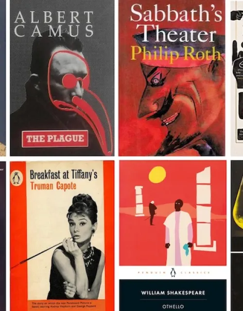 A compilation of books containing the favorite heroes and villains of Harvard professors.