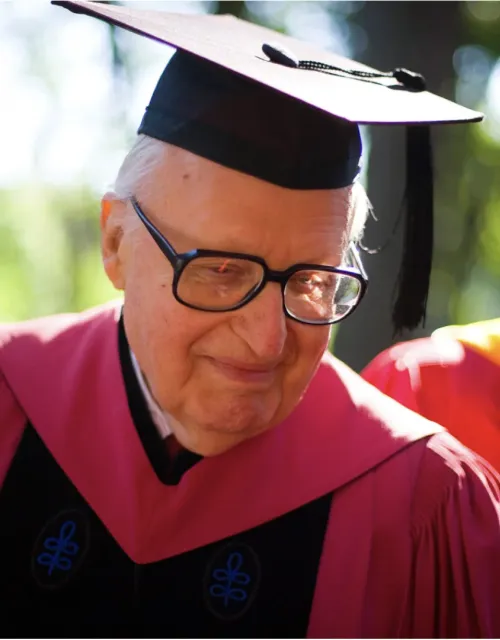 Henry Rosovsky in commencement cap and gown