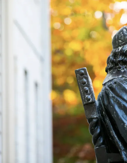 John Harvard statue in Harvard Yard