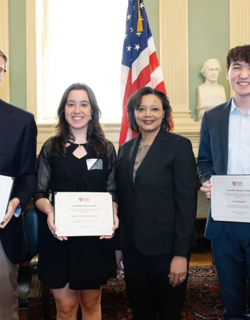 Caleb King, Sílvia Casacuberta Puig, and Leo Saenger, 2023 Fay Prize winners