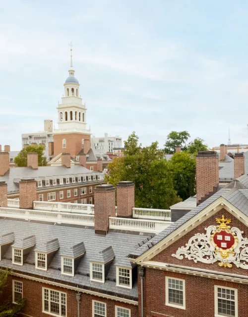 Aerial view of of Harvard's campus