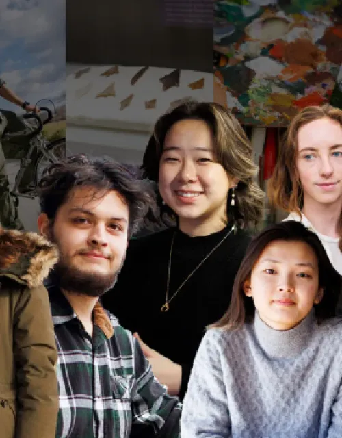 Photo illustration by Liz Zonarich/Harvard Staff of a collage of 6 students 