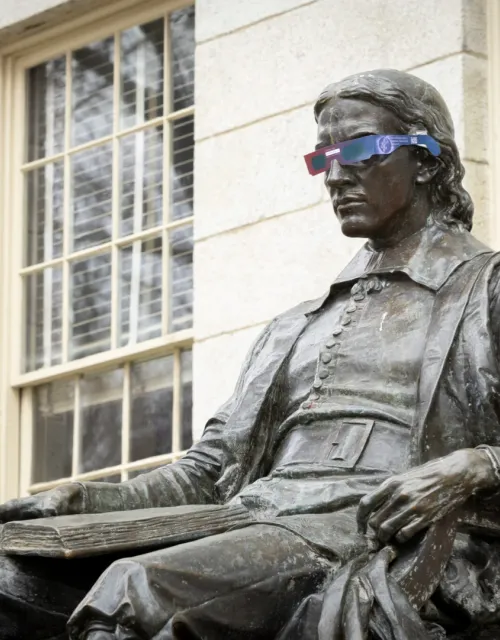 John Harvard wearing sun glasses 