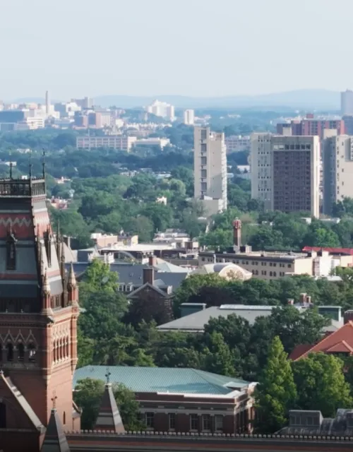 Aerial view of Harvard's campus
