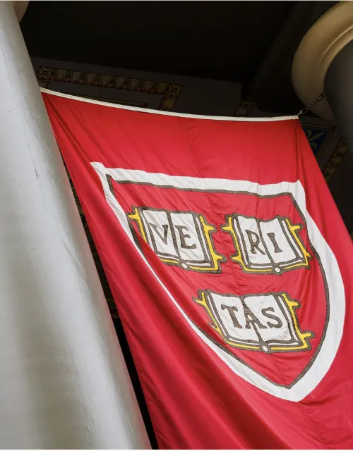 Harvard Banner on Memorial Church 