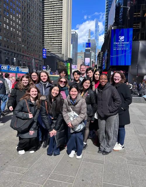 The group outside in Times Square.