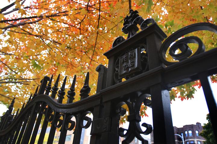 Gates of Harvard Yard in autumn