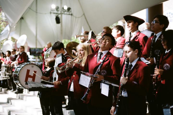 Harvard student band during Larry Bacow's Inaguration