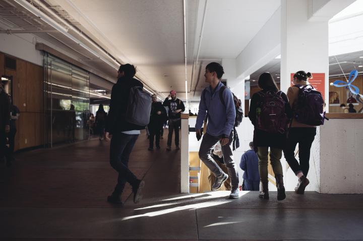 Students walking through the Science Center