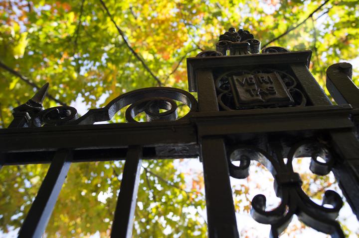close up of Harvard gates