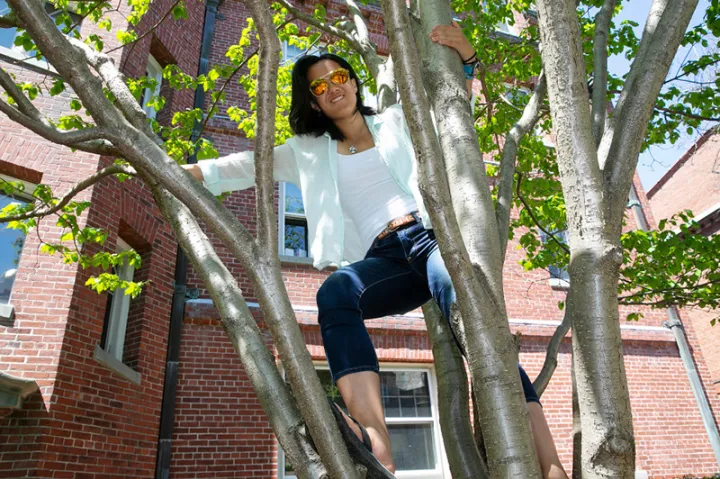 Liz Roux outside in tree