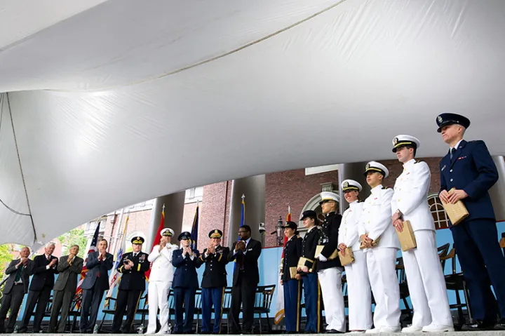 Seven Harvard undergrads — Grace Chao (from left), Alannah O'Brien, Brandon Lee, Alana Davitt, Adrian Magana, David Schachman, and Peter Hartnett