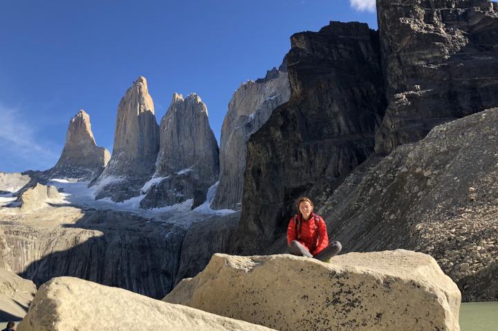 A student hiking in Chile