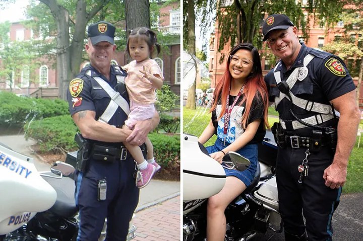 Charles Marren holds a 3-year-old Crystal Wang in 2004. Wang reunited with Marren upon her return to Harvard as a member of the Class of ’23.