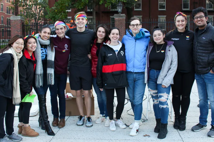 A group of students celebrating "Pride Inside Out"