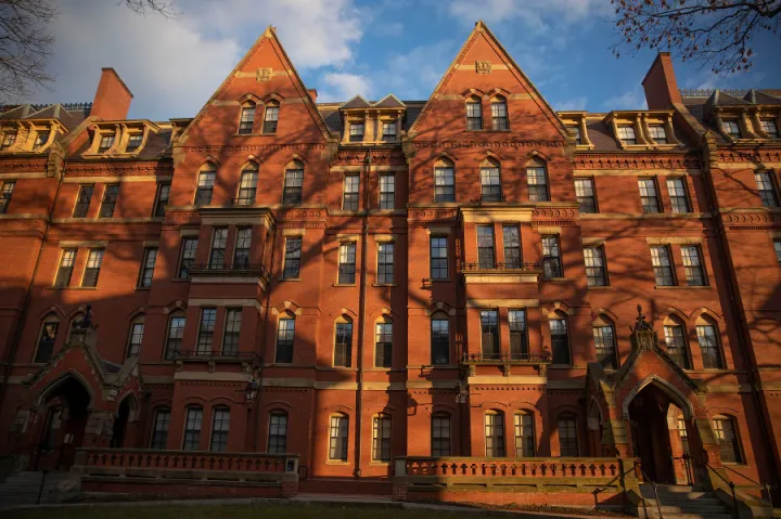 The brick exterior facade of a first-year dorm