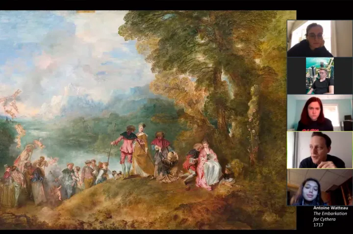 Students participating in a class on Zoom.