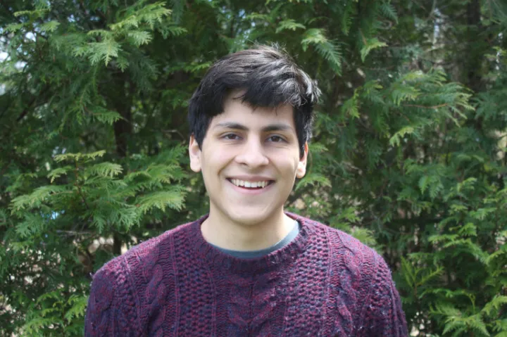 For four years, Jordan Villegas '20 participated in the Radcliffe Research Program. He is pictured here at his parents' home in Cicero, N.Y.