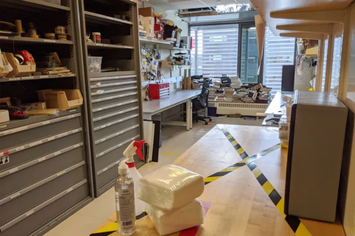 The Harvard Biodesign Lab is empty in order for members of the lab to read, think, and discuss racial inequities.