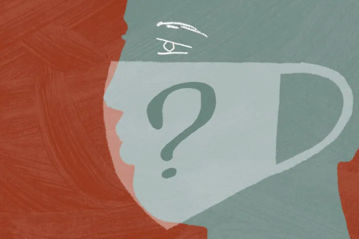 A painting of a person wearing a mask.