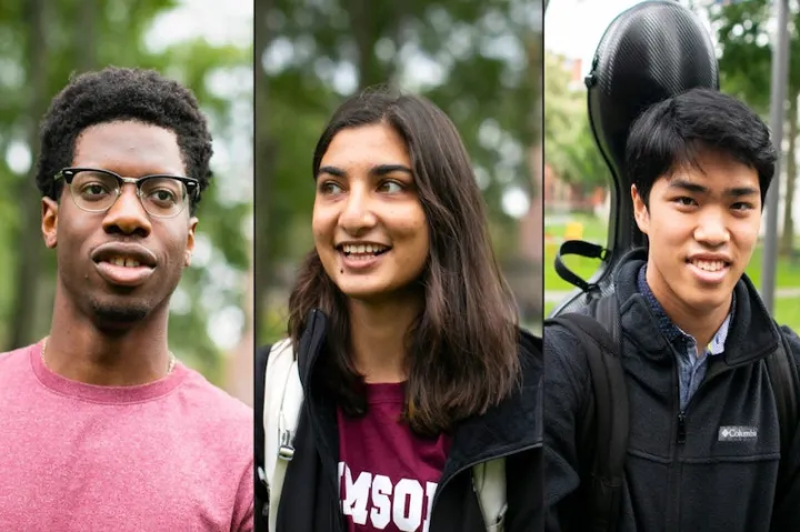 Three students from the College being interviewed