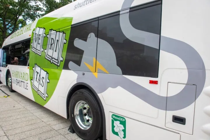 One of the new electric buses, which now represent 30 percent of the University's fleet.