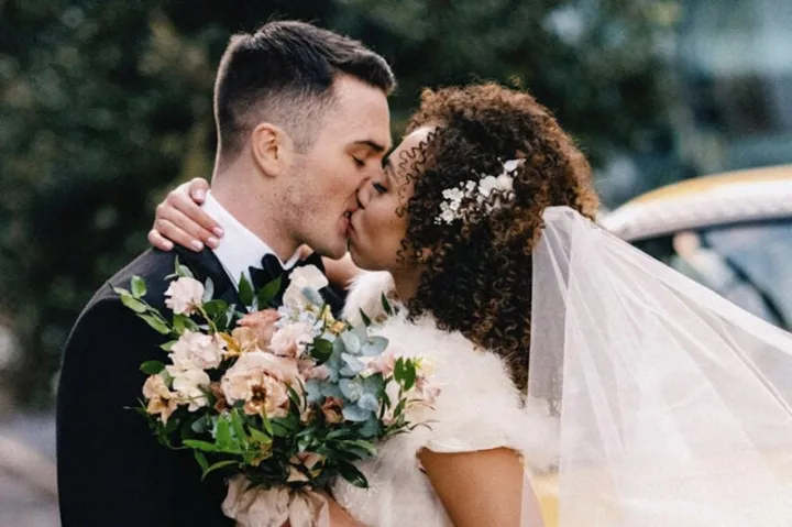 Ashley LaLonde ’20 and Noah Reimers ’19 met during a friend’s surprise birthday party at Daedalus in Harvard Square in 2019 and got married this year.
