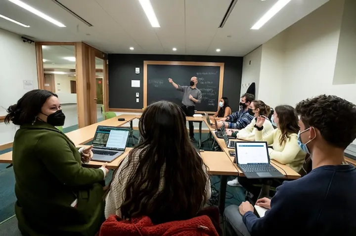 Nahuatl language study group meets at Swartz Hall under the guidance of Ben Leeming, a historian who specializes in Mesoamerican ethnohistory.