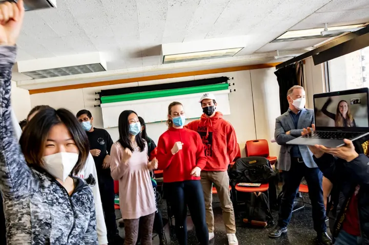 Students improvise a scene in the Theater, Dance & Media class “The Power and Relevance of the American Musical.” Rose Lincoln/Harvard Staff Photographer